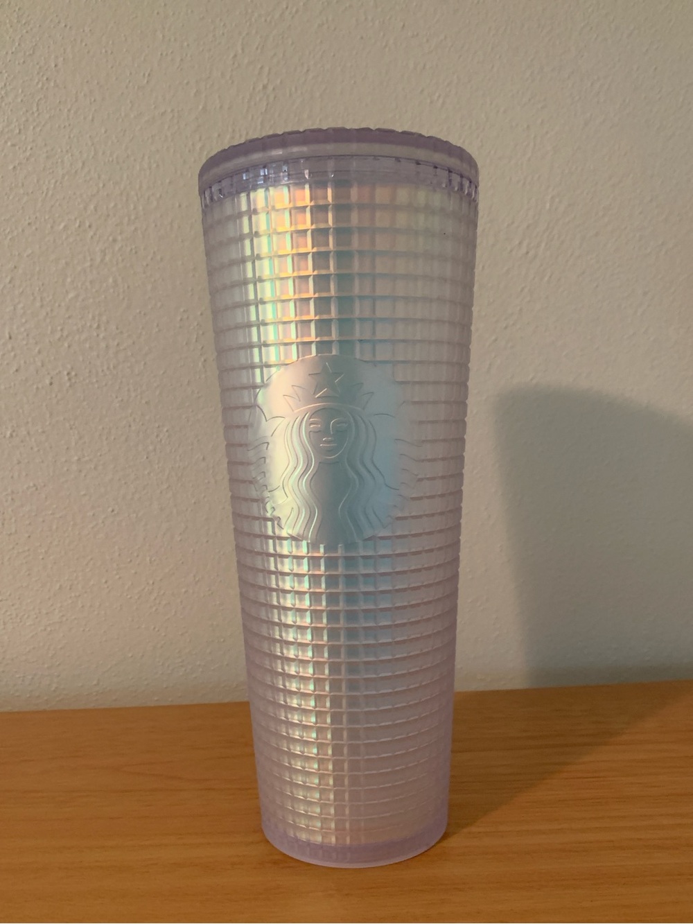 Starbucks Venti Tumbler Iridescent Grid Unicorn Frost White Rainbow 24oz